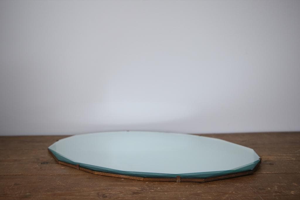 英国アンティーク壁掛けカッティングミラー/ベベルドミラー/鏡(92-179)