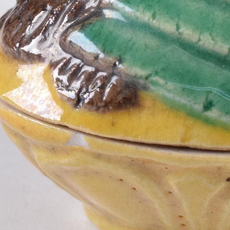 茶道具　平安竹泉造　黄交趾鳥　香合　共布共箱　V　R8622