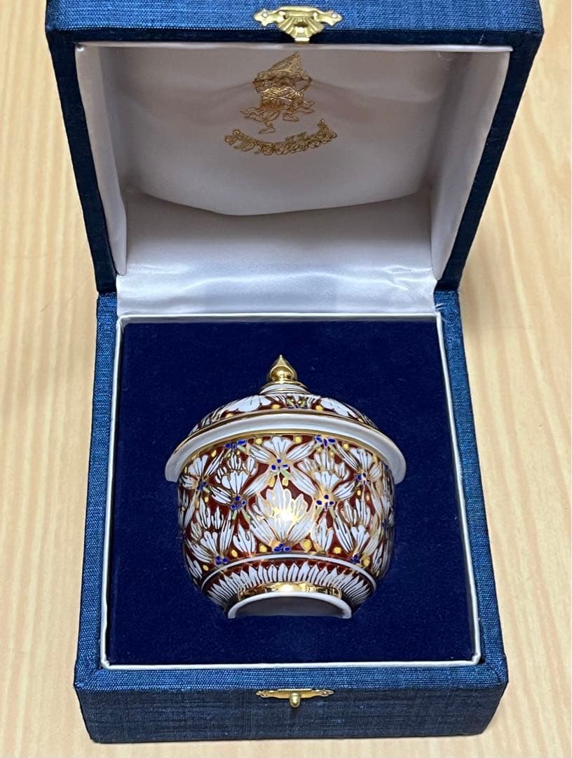 ベンジャロン焼 蓋付き陶器 小物入れ 箱付