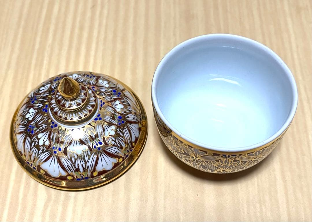 ベンジャロン焼 蓋付き陶器 小物入れ 箱付
