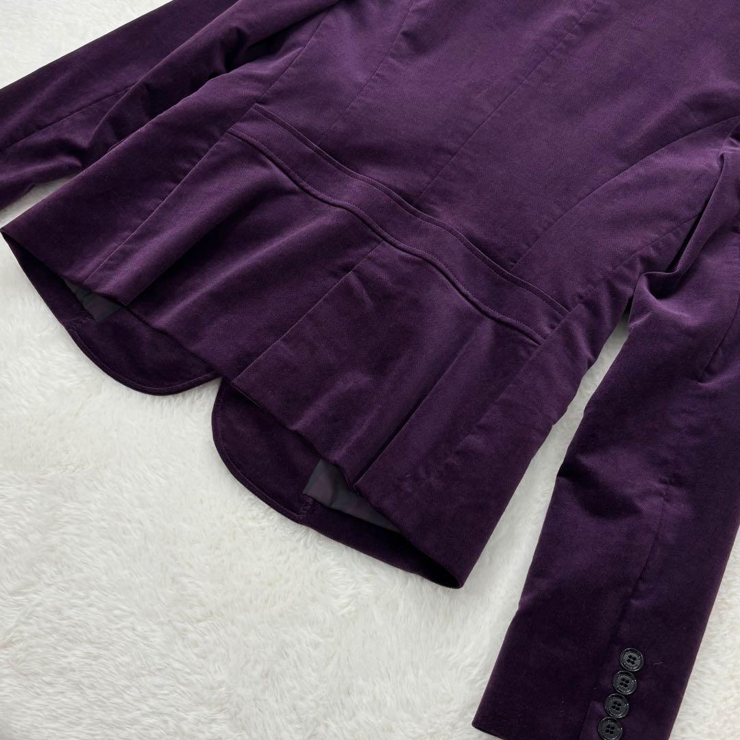 極美品✨希少色　バーバリー　テーラードジャケット　ベロア　メガチェック　ロゴ　M