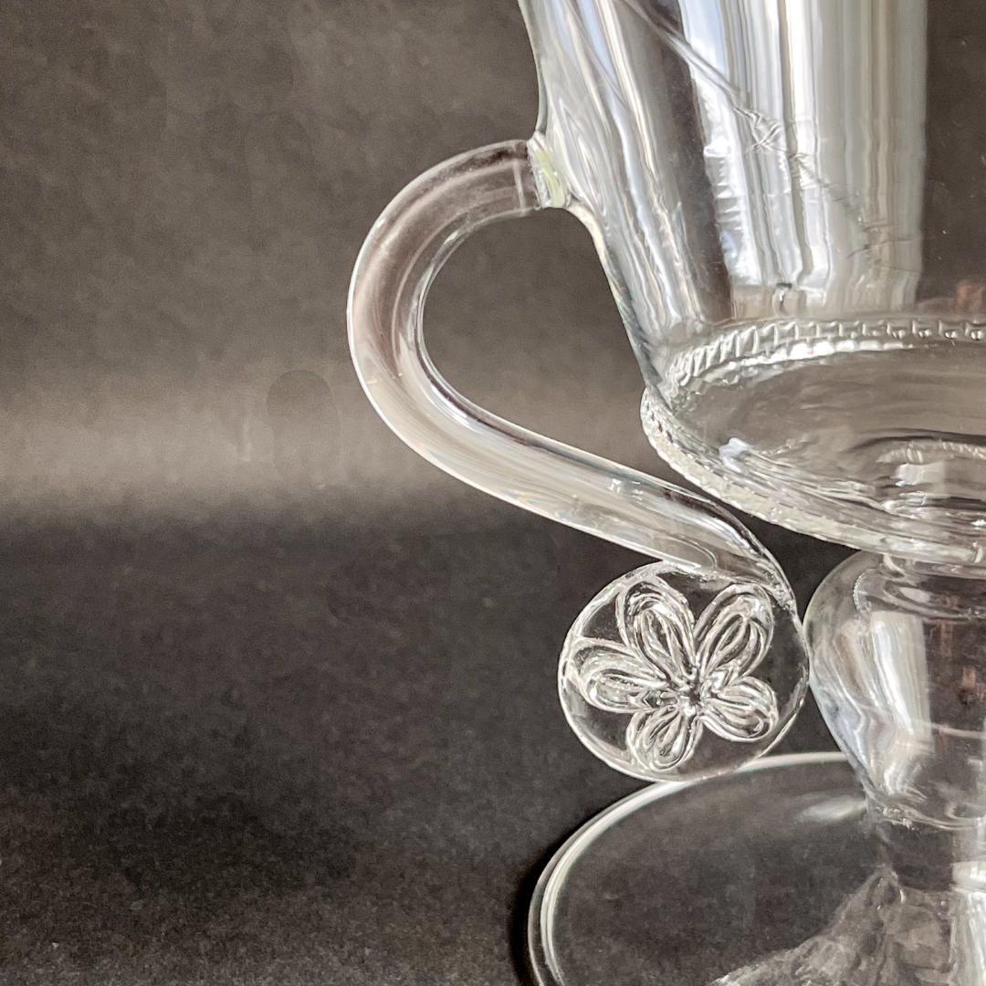 ★ガラスのダブルハンドルグラス・ワイングラス・コンポート　2点