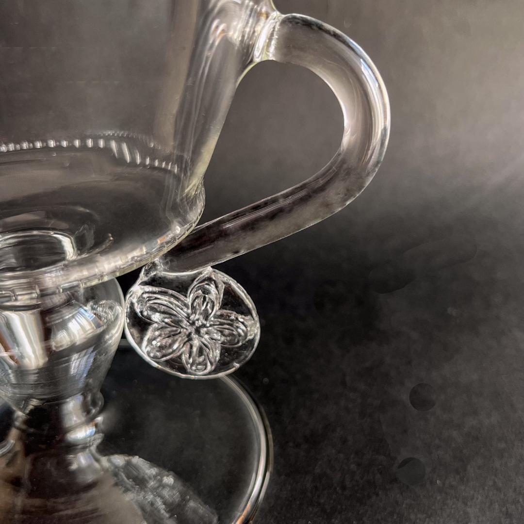 ★ガラスのダブルハンドルグラス・ワイングラス・コンポート　2点