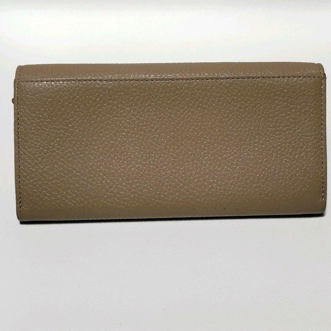 付属品有り✨　アニエスベー　長財布　グレージュ　シボ革　フラップ式　金具ロゴ