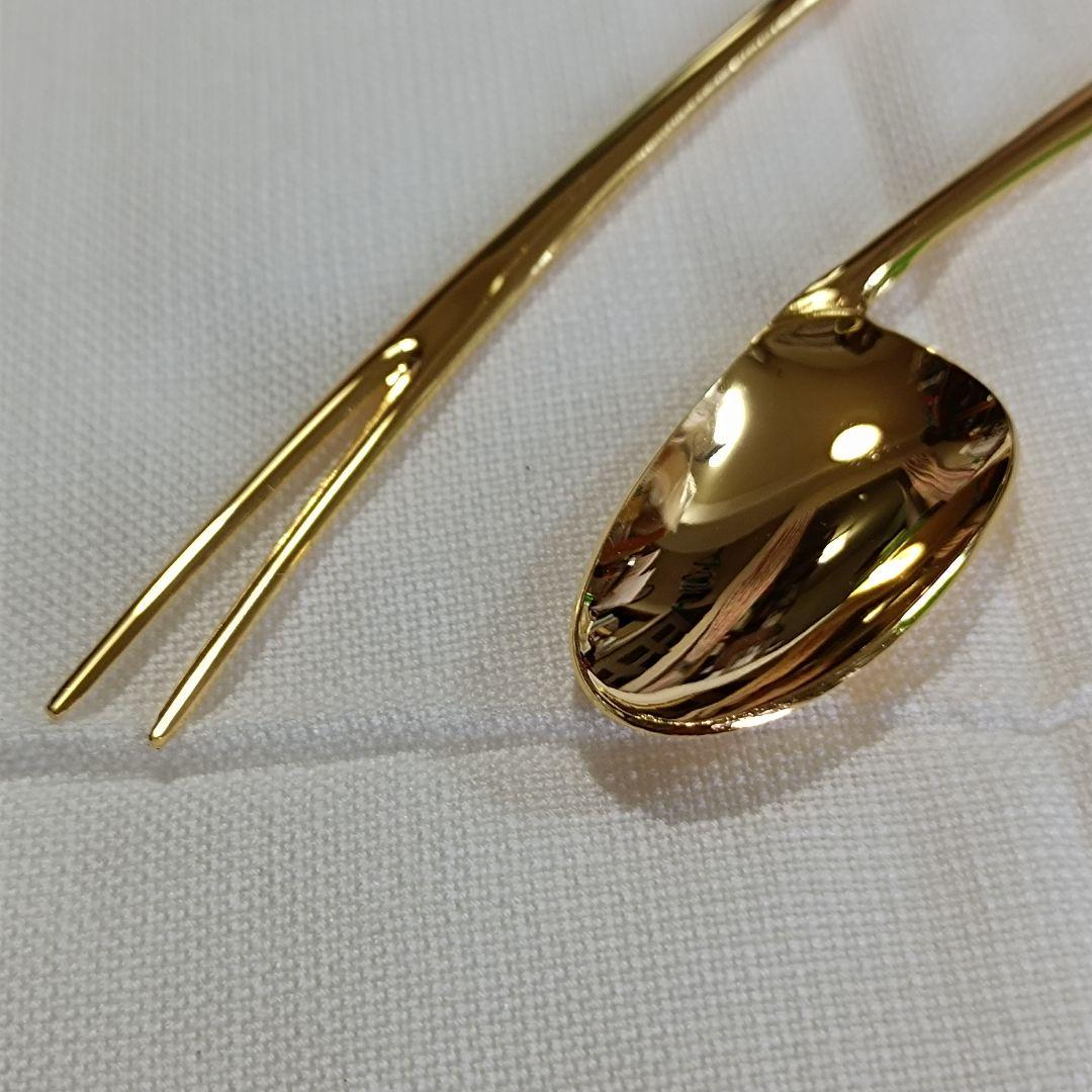 新品　ミキモト　K24金仕上　真珠付き　スプーン５本・フォーク５本　箱入