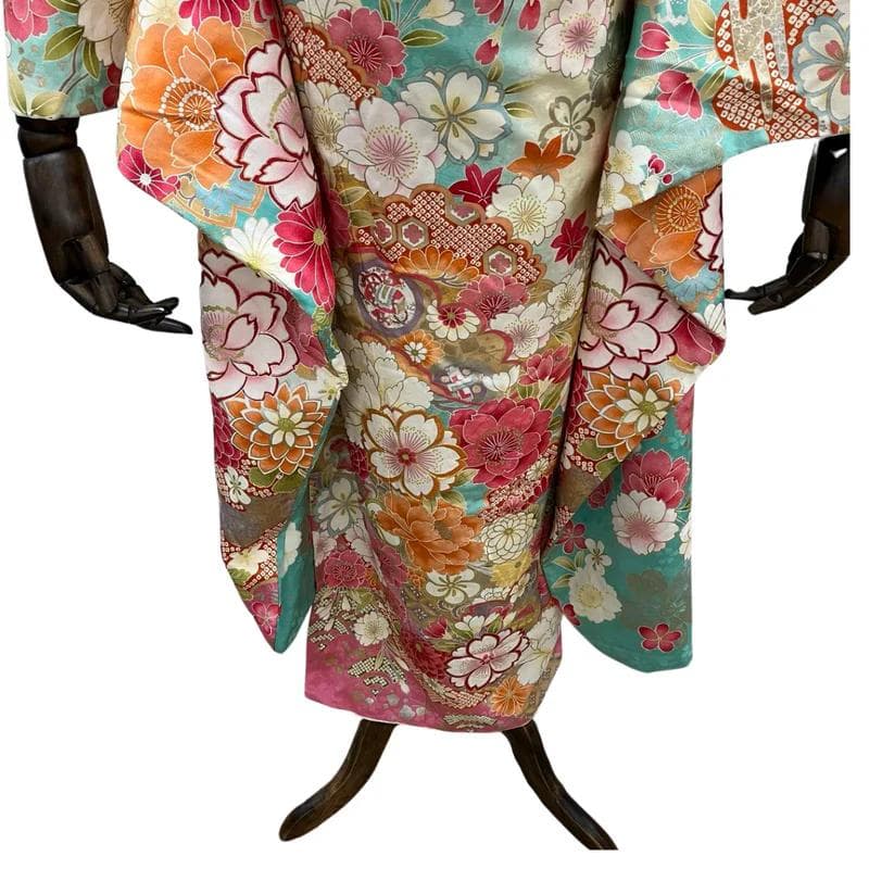 【美品】 振袖 単品 成人式 正絹 古典 振袖 水色 173 ●