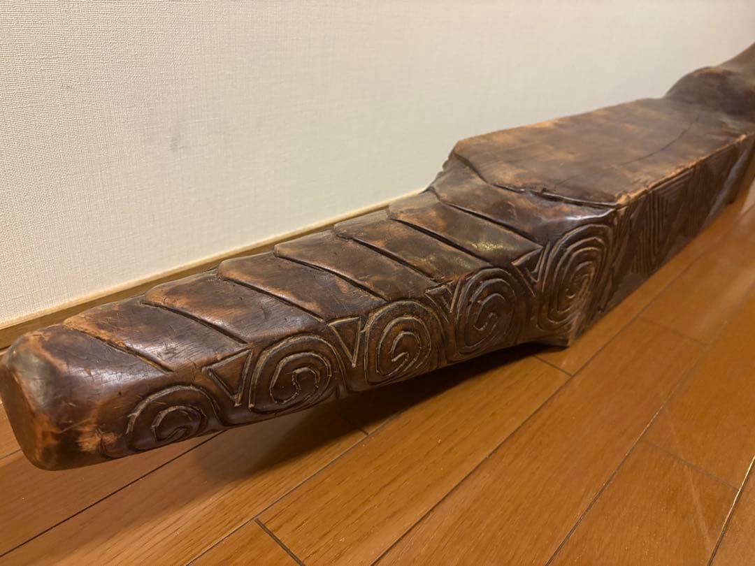 ワニ　木製　木彫り　アンティーク　鉢置　オブジェ