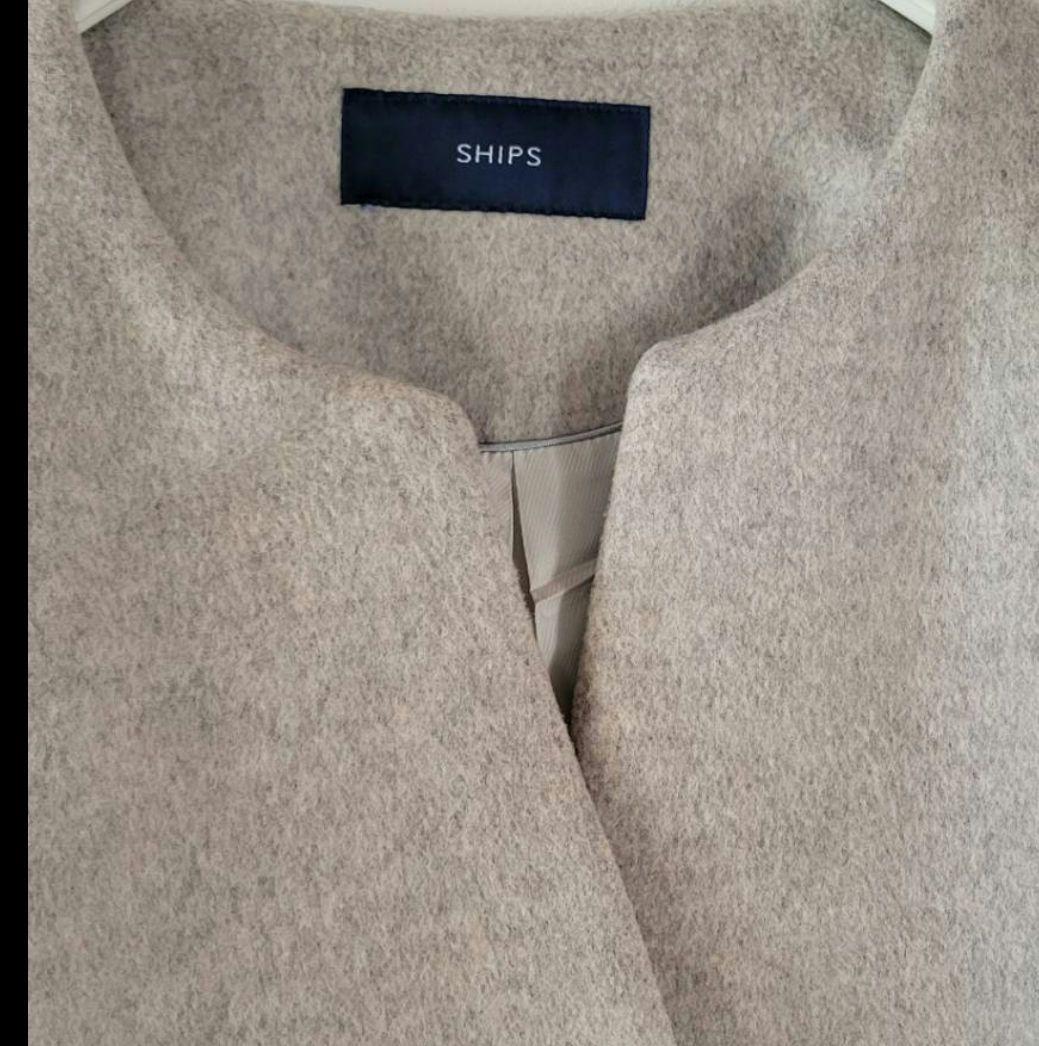 SHIPS SUPER140キーネックウールコート