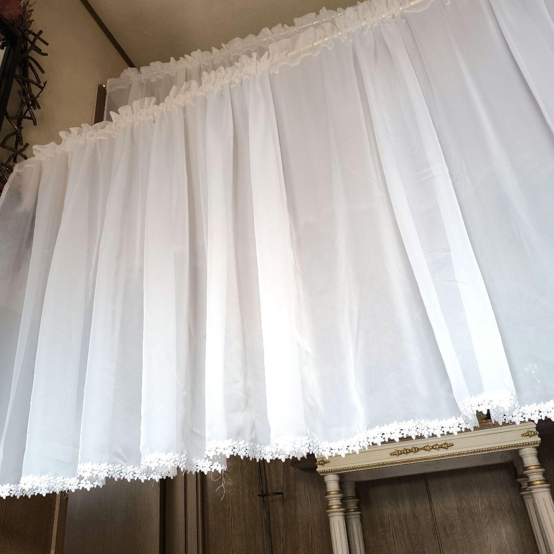カフェカーテン【クッキー様オーダー品　ボイル＆ケミカルレース】ハンドメイド