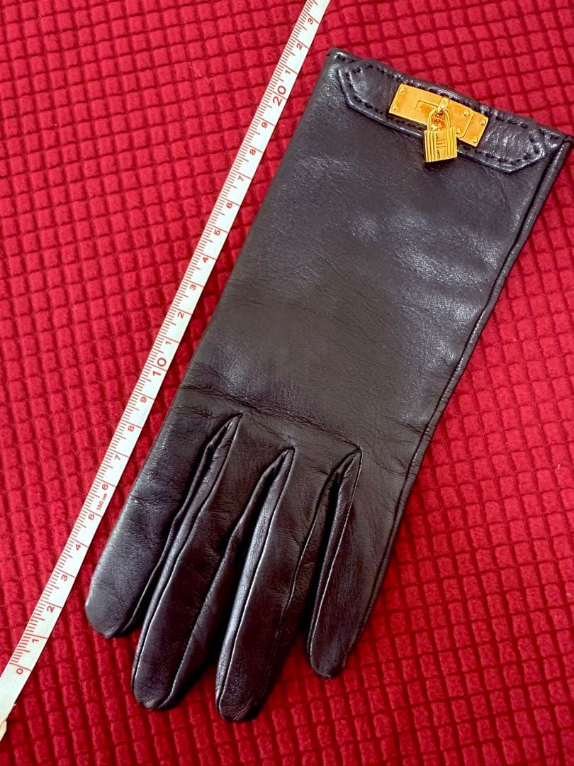 HERMES エルメス ソヤ ケリー金具 レザー 手袋 ブラック 箱付き