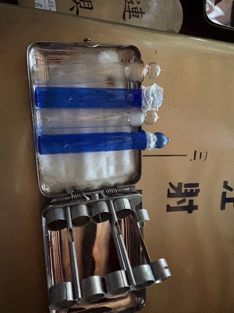 ⑦十字マーク入り 医療用アンプルケース 注射薬瓶 レトロ 医療アンティーク