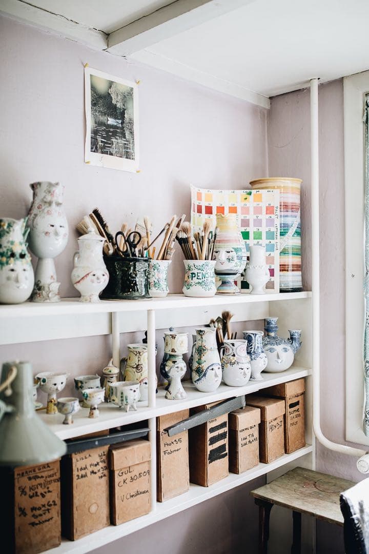 1970S スタジオライン Bjorn Wiinblad 花瓶 白磁×金彩　魔笛