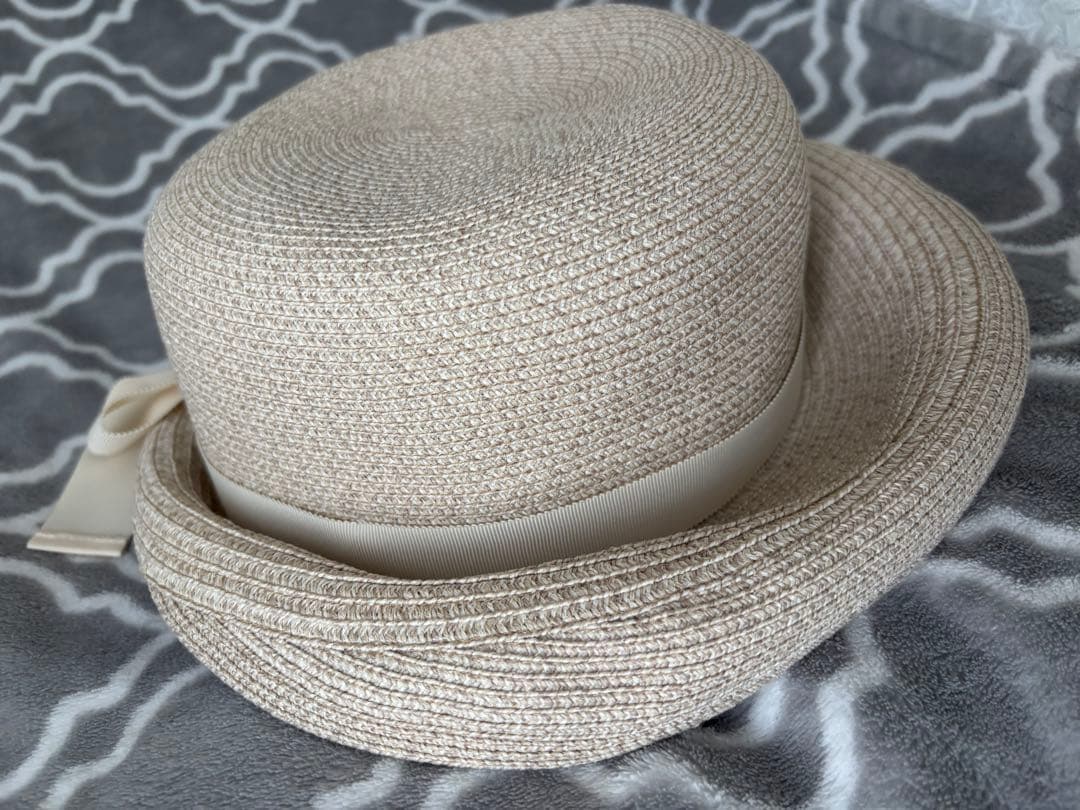 シャポードオー麦わら帽子　シルクブレード　エッジアップクロシェ chapeau