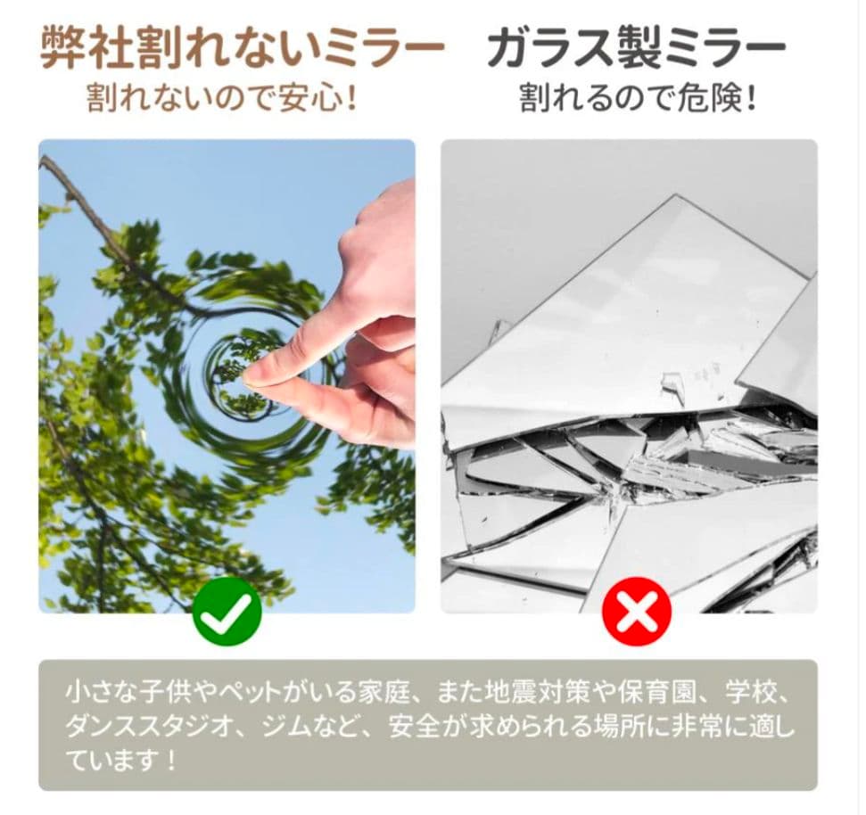 【新品】割れない全身ミラー 80×160cm シルバー 壁掛け＆立て掛け対応