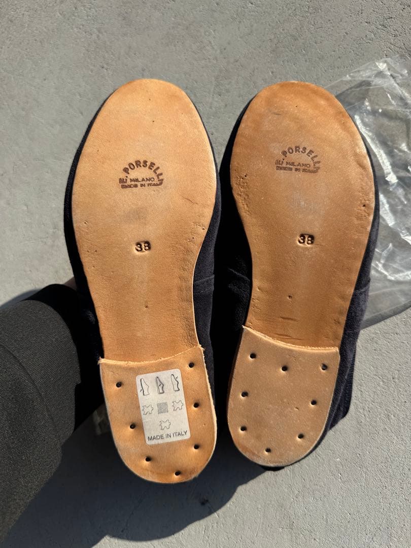 E PORSELLI ネイビー フラットシューズ 38