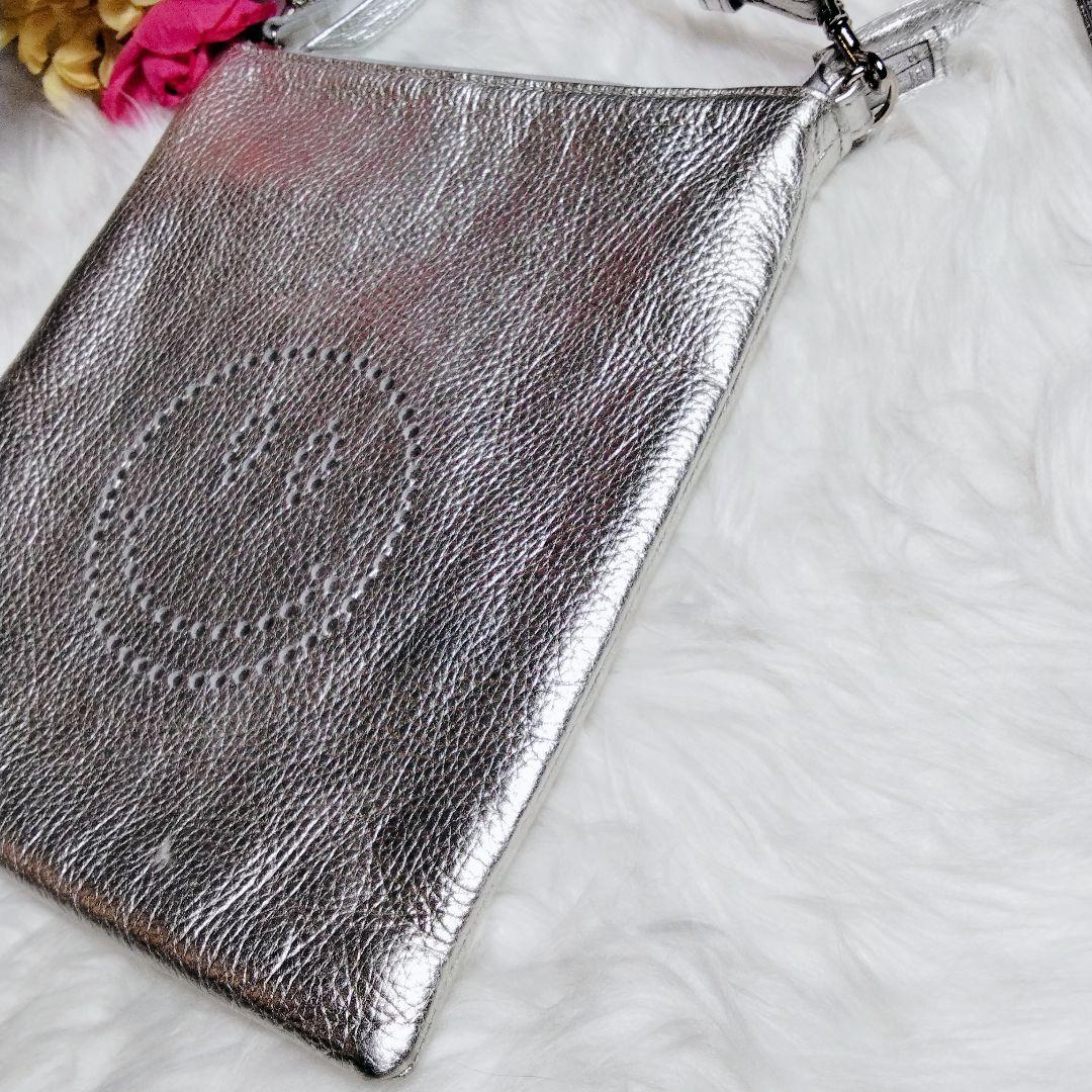 美品♪サロンドアルファード スマイル プチポシェット ショルダーバッグ シルバー