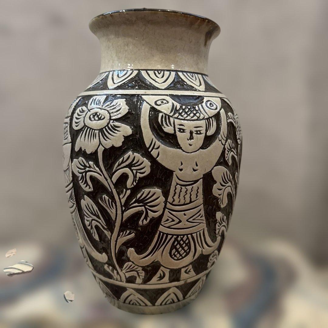 壺屋焼.エジプト紋.化粧土.掻き落とし.新品