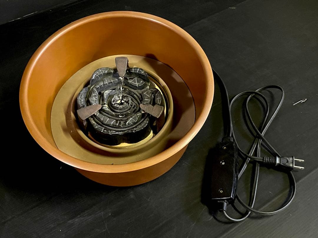 割引❣️「祖」 立礼 丸炉 銅製 電気炭付 野々田 電熱器 (E)