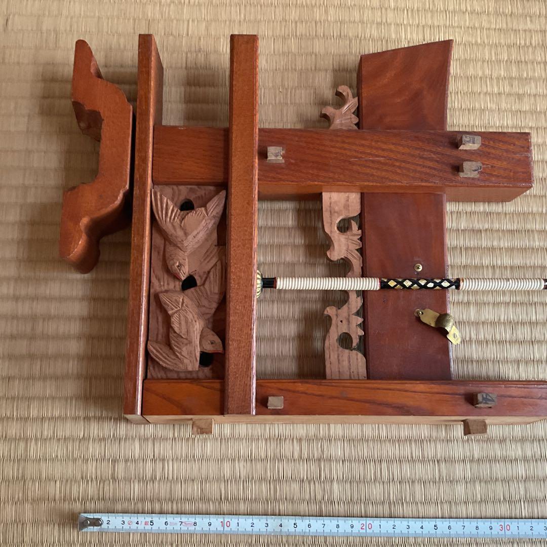 五月人形　手彫りの飾り台/正絹のぼり旗　ヴィンテージ