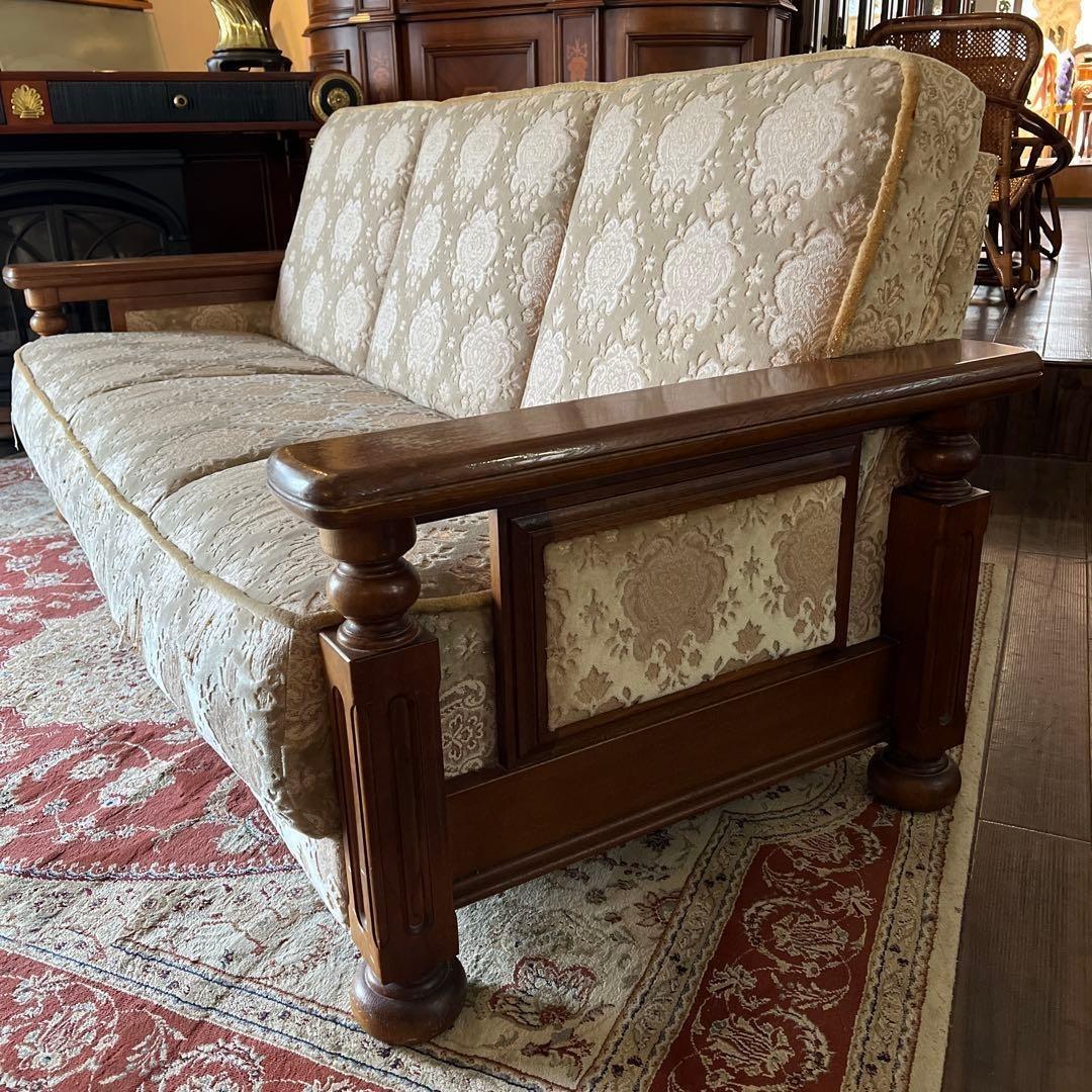 k184 オールドカリモク 金華山織りソファセット 3人掛け・1人掛け×2個