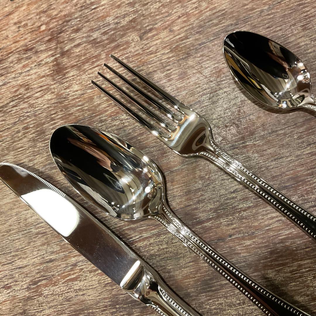 高品質！18ー10ラッキーウッド LUCKYWOOD カトラリーセット 24本