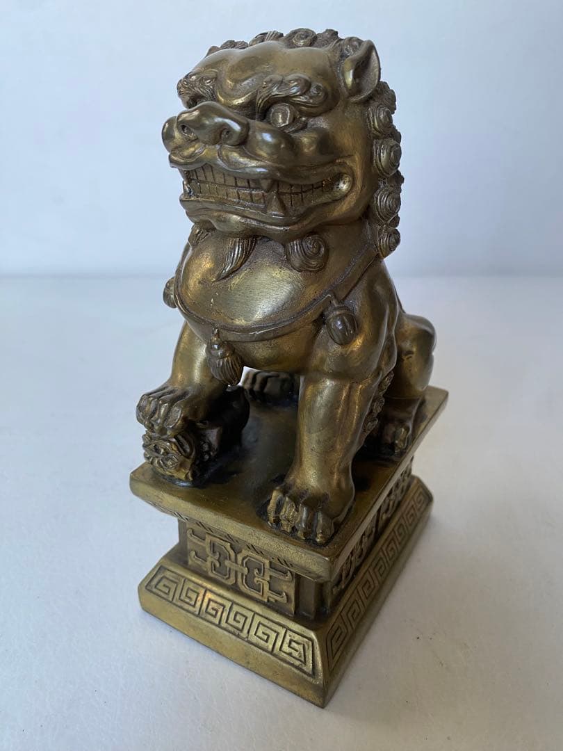 獅子　置物　銅製　風水　魔除け　金運　財運　シーサー　狛犬