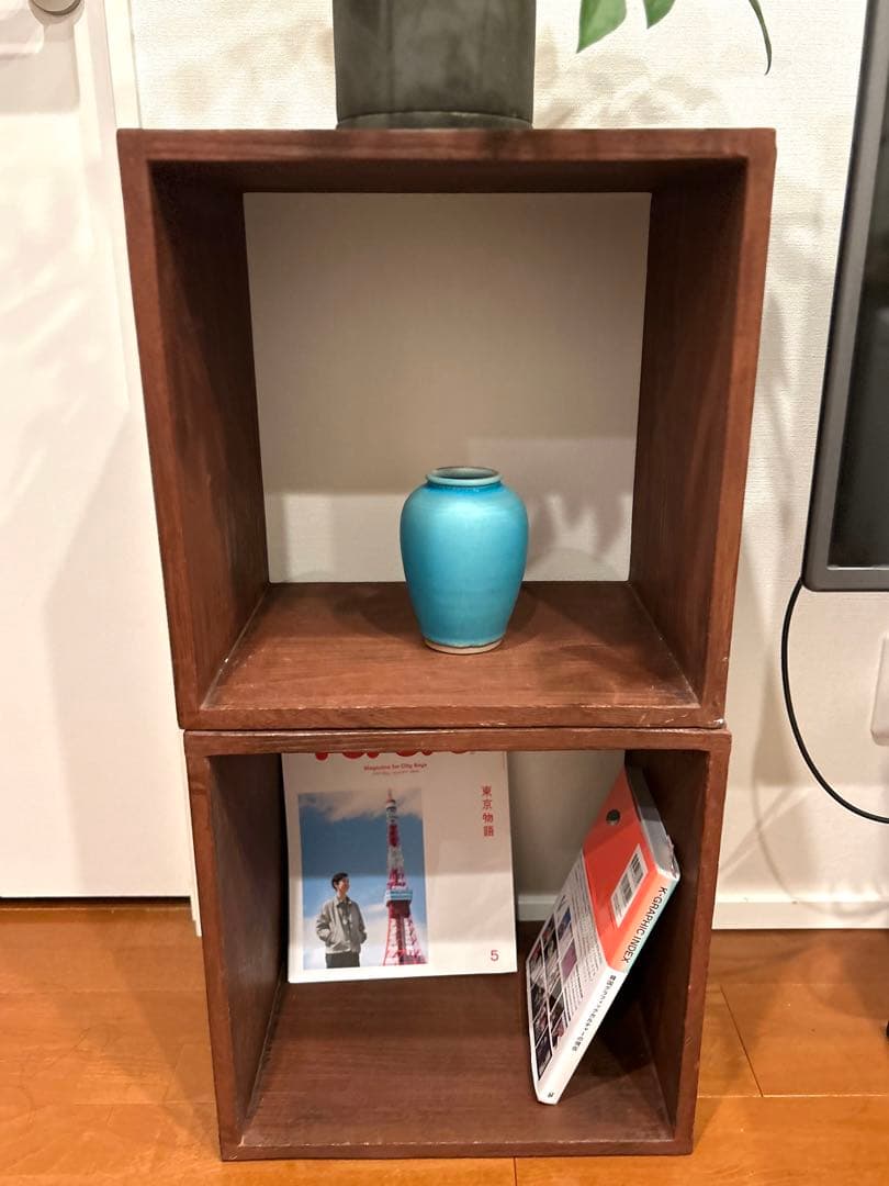 木製 キューブボックス　カラーボックス　ラック　棚　2箱セット　スツール