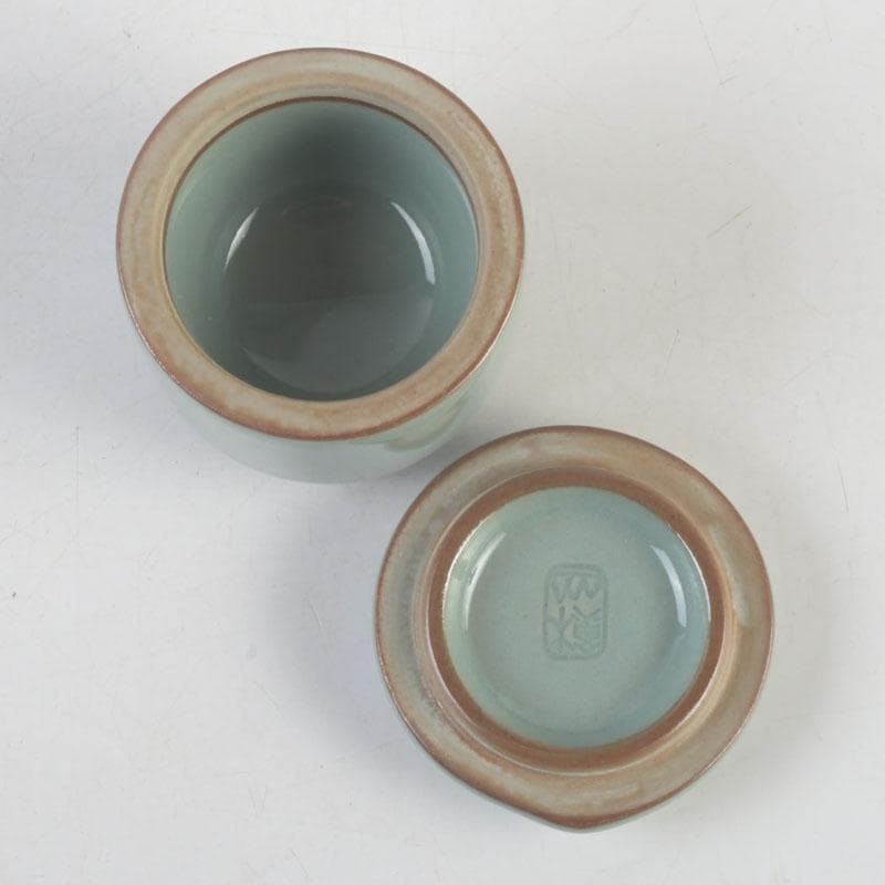 茶道具　諏訪蘇山作　青磁　桃　香合　堀内宗完（兼中斎）極め箱　V　9696