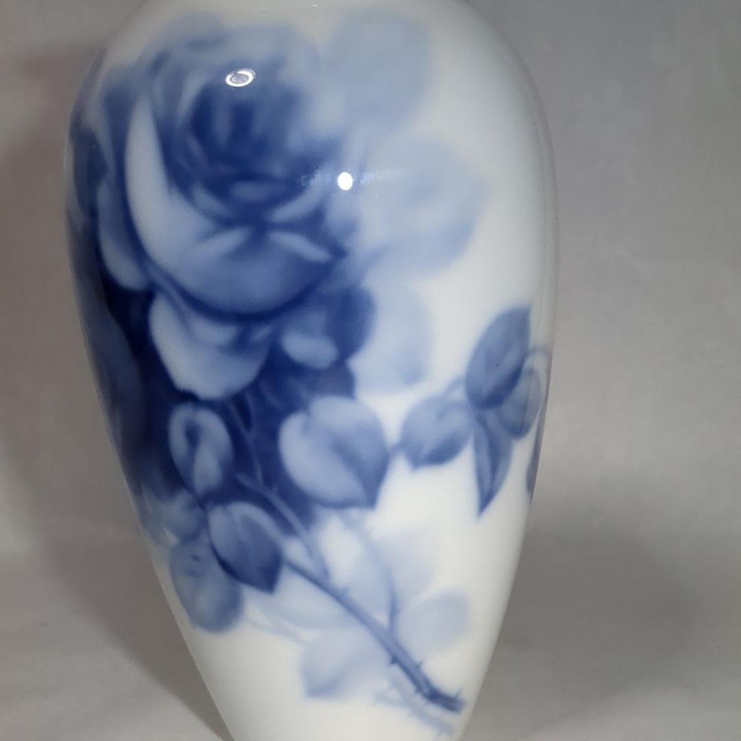 大倉陶園 23cm花瓶 ブルーローズ 陶磁器 花器 花入 青い薔薇 USED美品