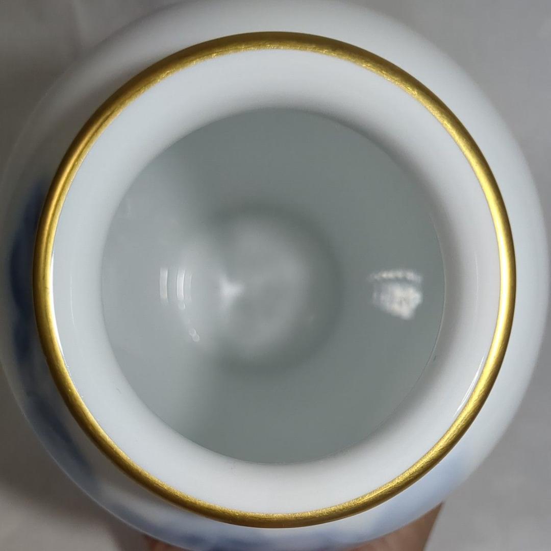 大倉陶園 23cm花瓶 ブルーローズ 陶磁器 花器 花入 青い薔薇 USED美品