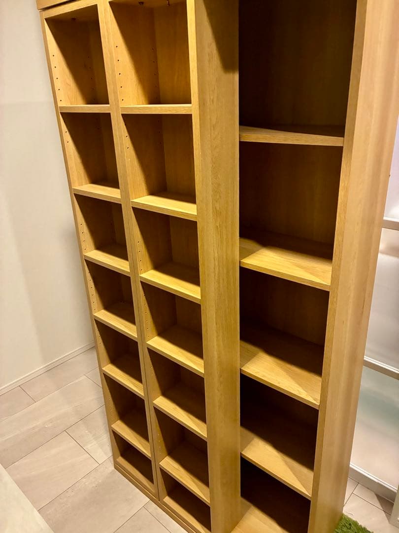 美品 ニトリ Wスライド本棚(M BS003 LBR)