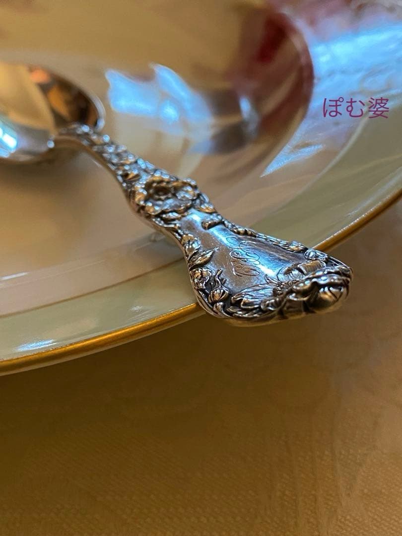 【リード＆バートン】純銀 スターリング／ティースプーン「レ・サンク／深彫り」３本