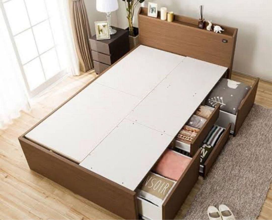 ニトリ　シングルサイズ　ベッドフレーム　大容量収納　コンセント　指定地域送料無料