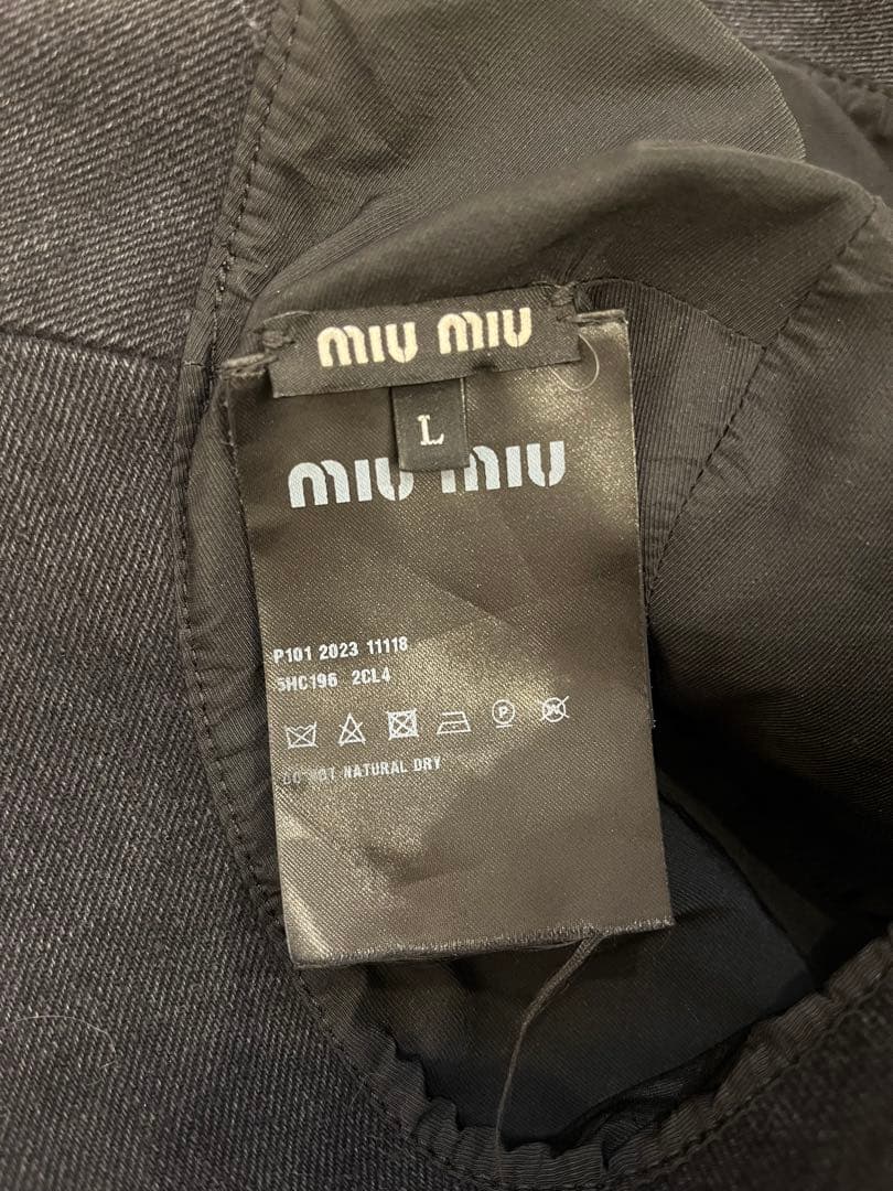 miu miu ブラック バケットハット フリンジ