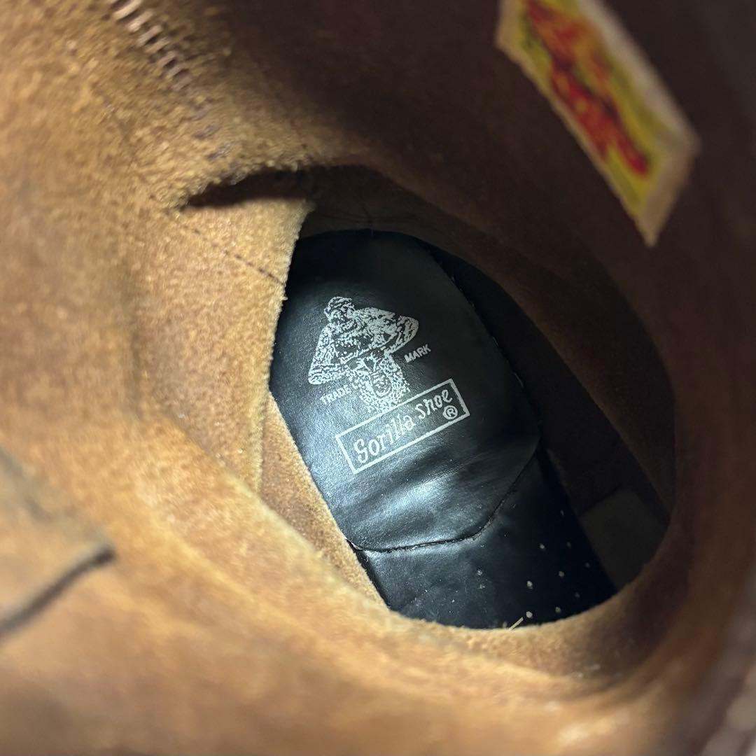 美品❣️goriira エンジニアブーツ ビンテージ 本革 US8 ロゴ刻印 茶