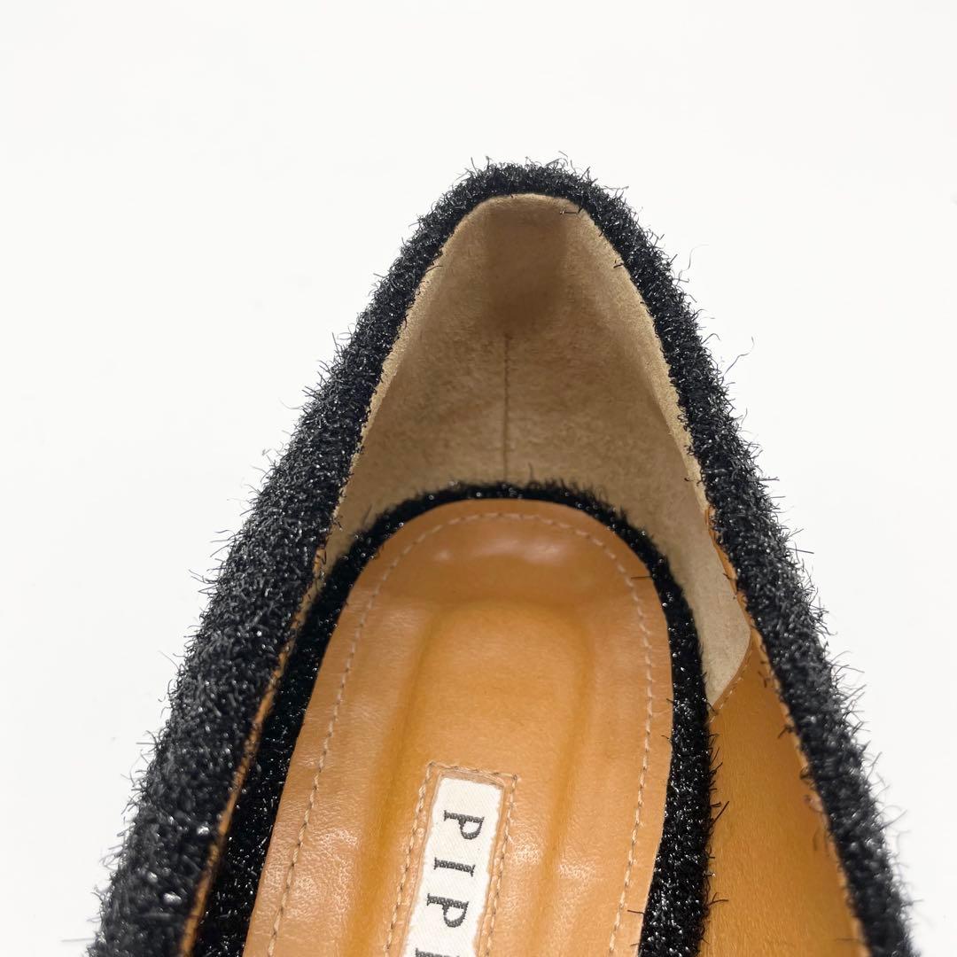 PIPPICHIC ピッピシック フラットシューズ ビジュー 黒 24.0cm