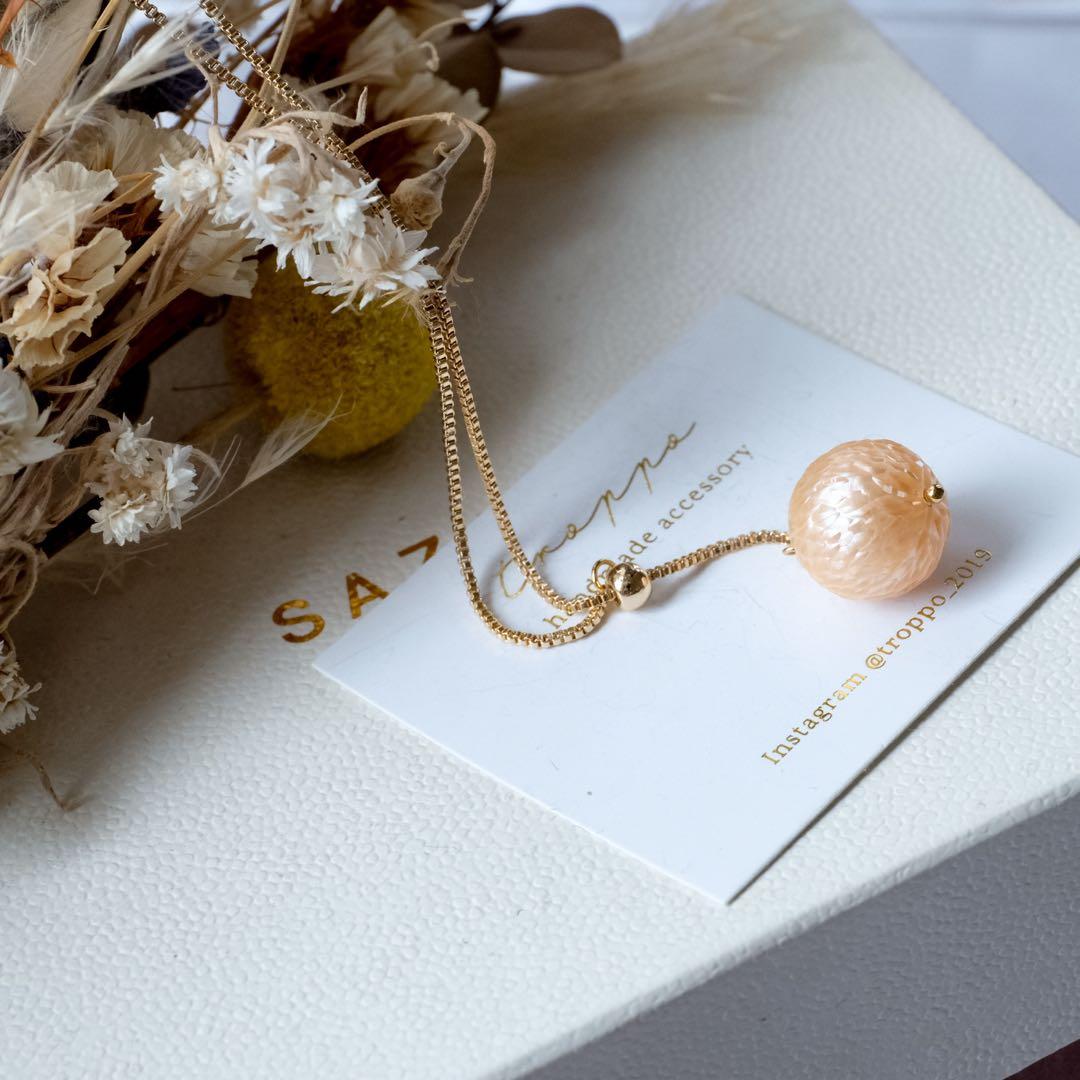 Kaya♦︎14kgfピーチオレンジドラゴンスケールカービングネックレス