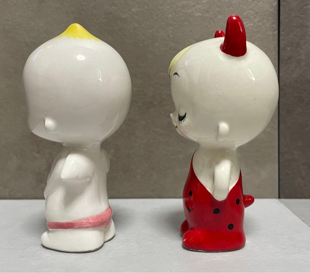 内藤ルネ　RUNE 陶器置物　2体セット天使と悪魔　昭和レトロポップKawaii