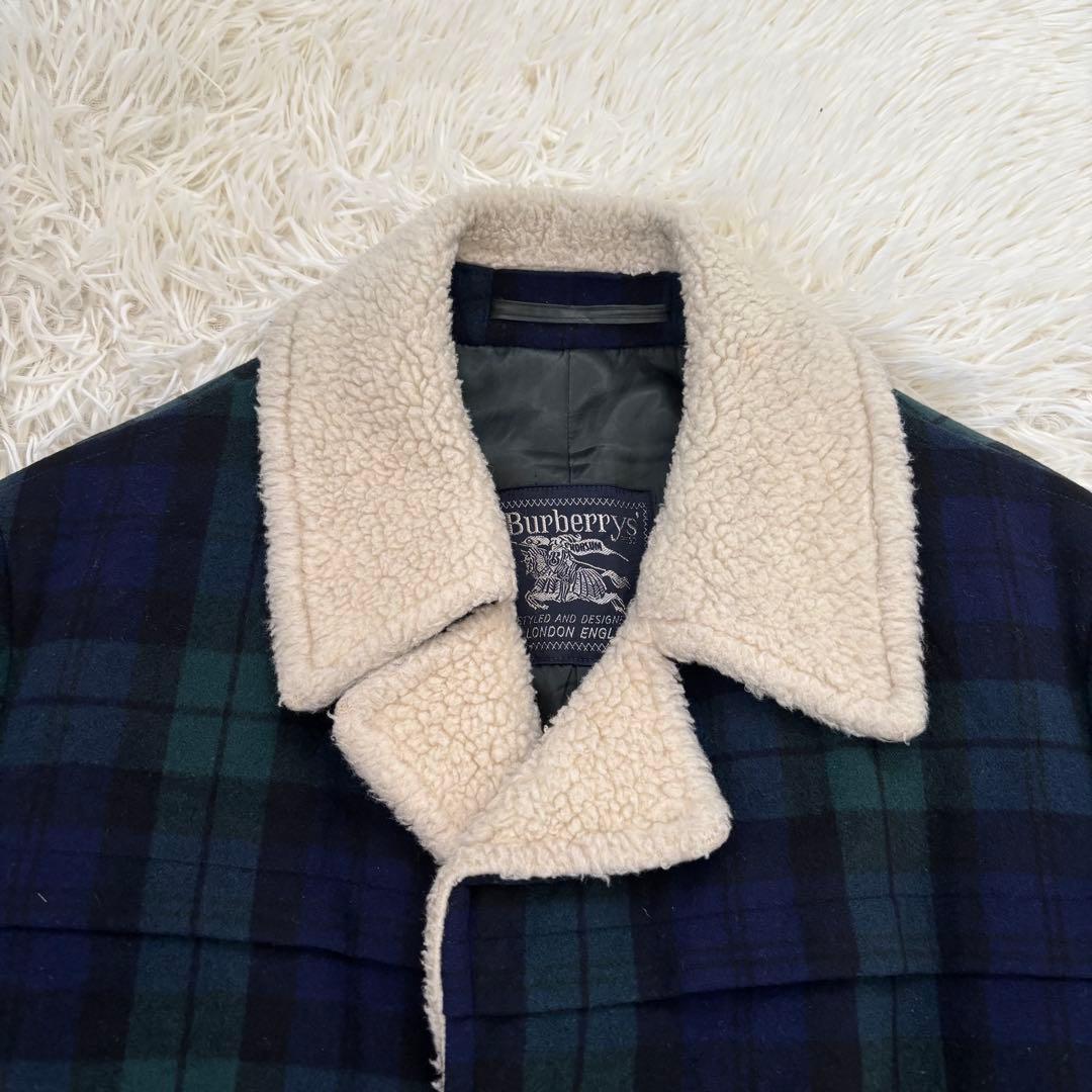 BURBERRY バーバリー チェック柄 ウールコート　内側ボア仕様　メンズM