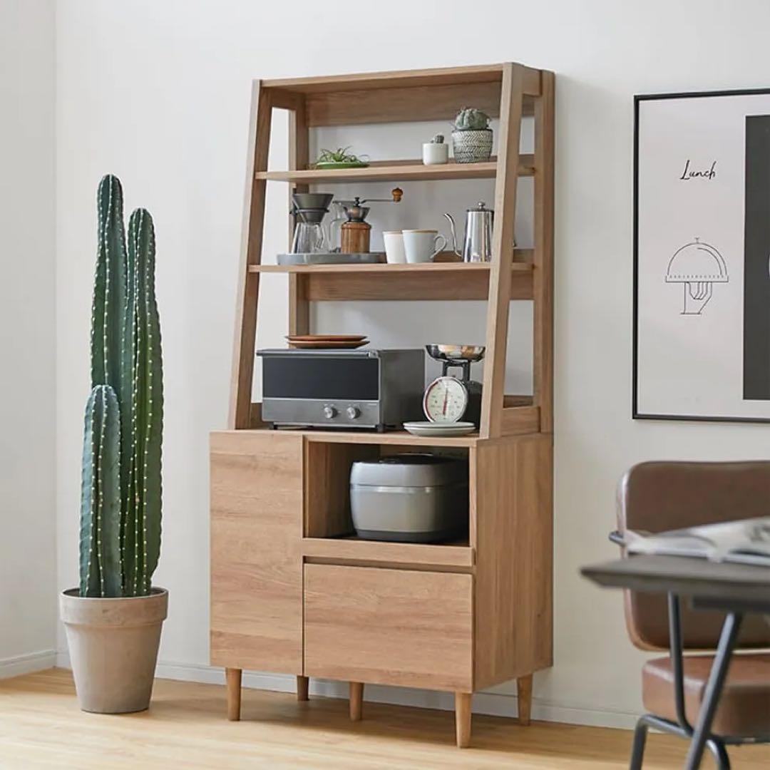 【完成品】LOWYA キッチンボード 食器棚 ナチュラル 組み立て済み