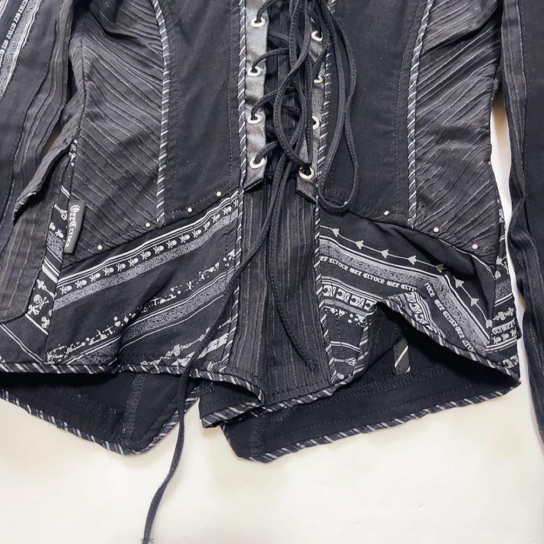 美品OZZ Croce オッズオン ストレッチテーラードジャケット スカル黒