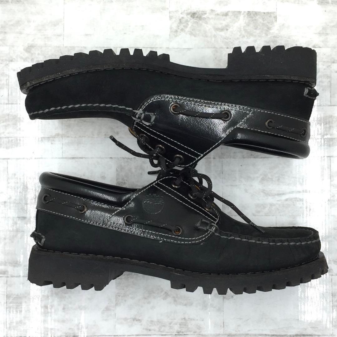 【美品】Timberland ティンバーランド3eyeデッキシューズ黒 25cm