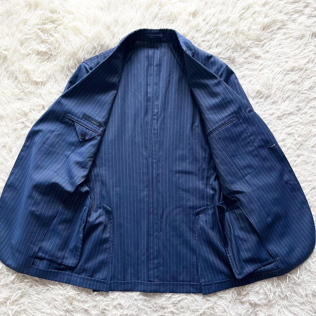 <美品>LARDINI ブルー ウール スーツ サイズ48