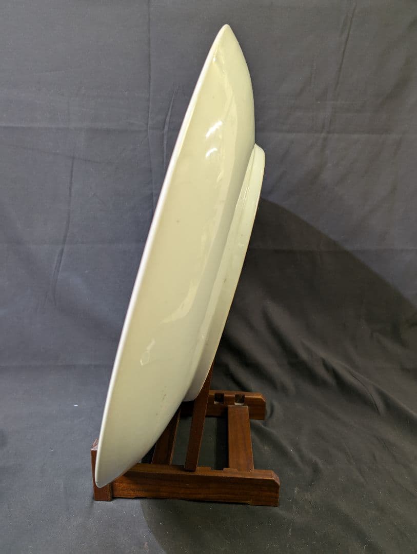 肥前　有田焼 山水　尺八大皿　 峯右衛門作　2尺皿　特大飾り皿　皿立　額立て付