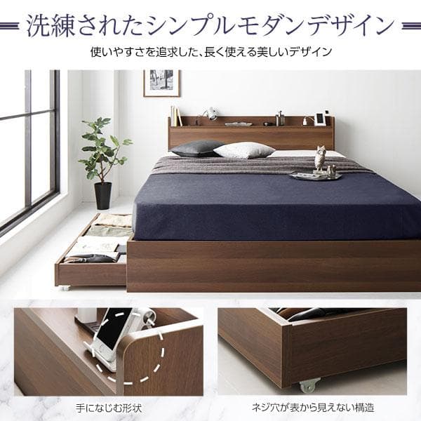 ベッド ブラック ダブル ボンネルコイルマットレス付きds-2173647