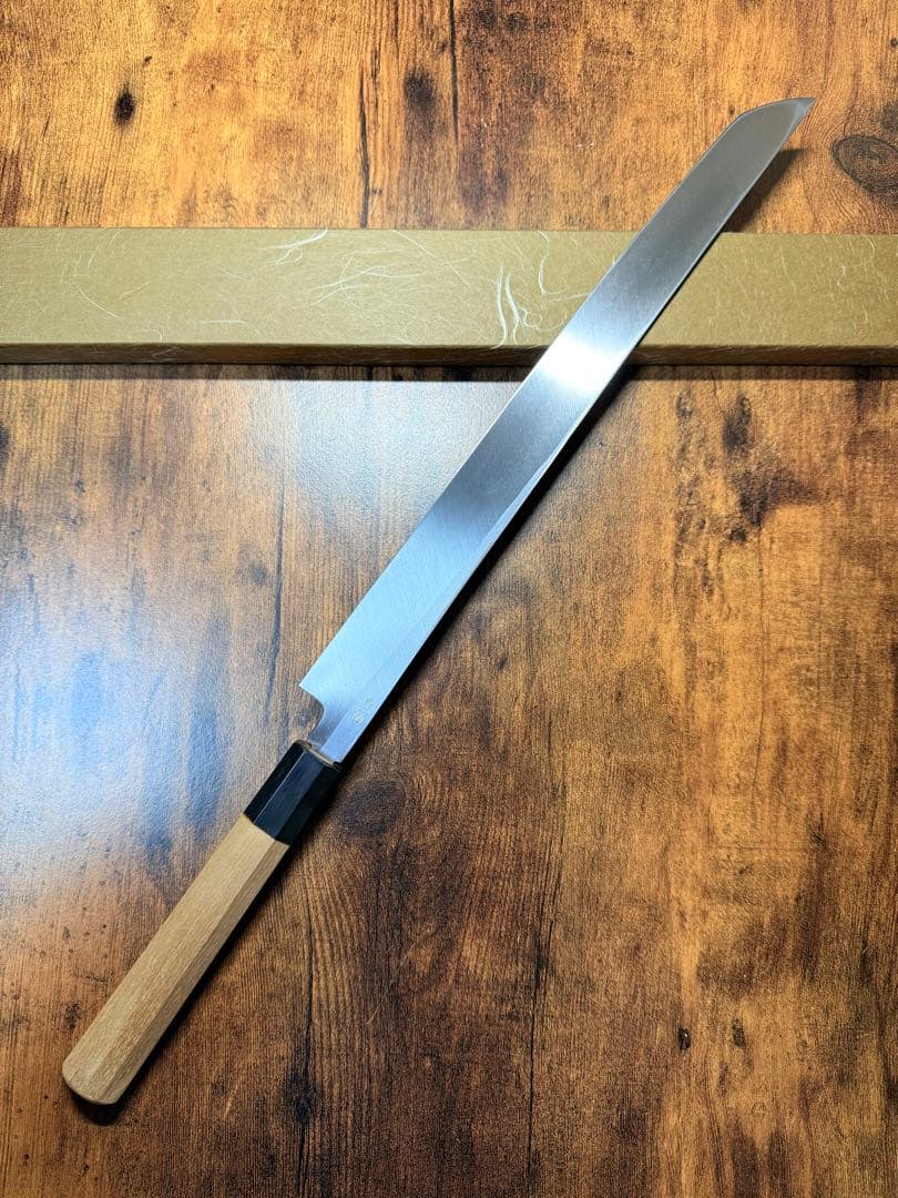 【堺打刃物】蛸引 先丸　包丁　尺一　白二鋼　水牛八角柄