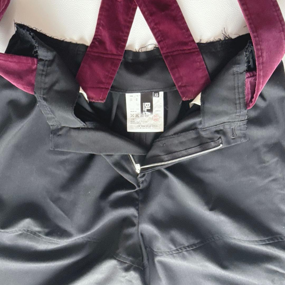 BLACKコムデギャルソン 吊りズボン　サロペット　ベロア　紫黒　サムエルパンツ