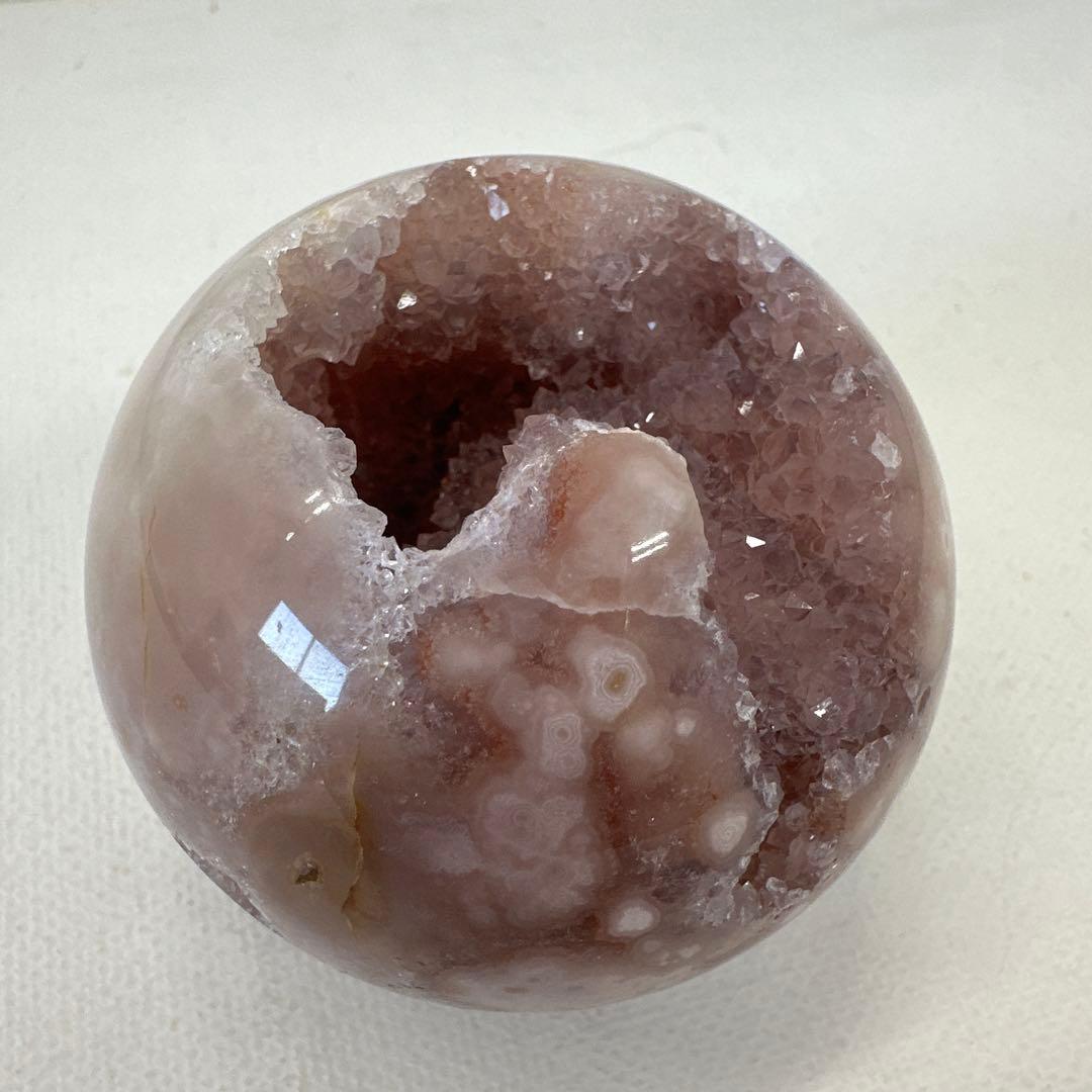 ピンクアメジスト　フラワーアゲート　笑口　ジオード　スフィア　丸玉