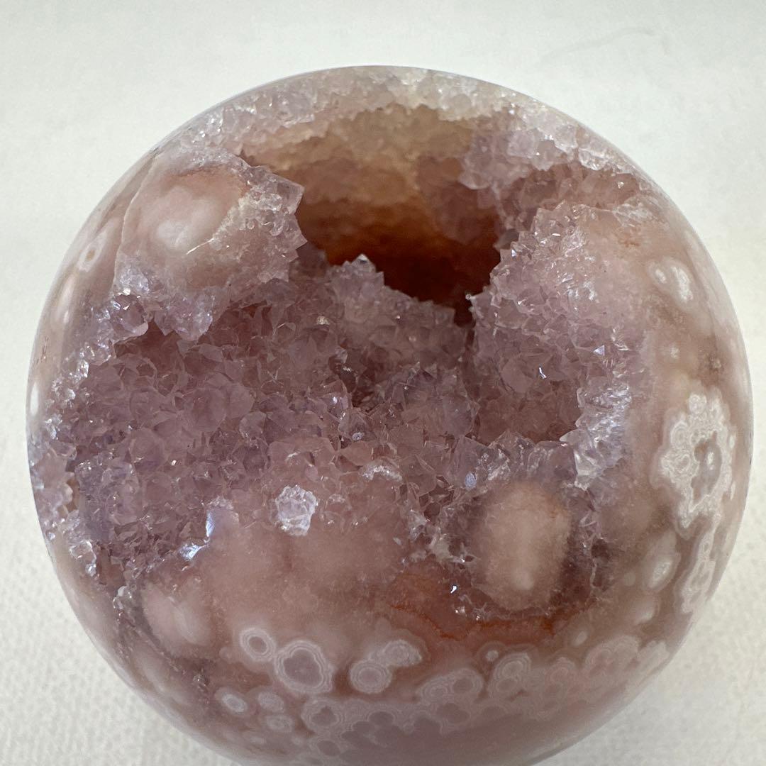 ピンクアメジスト　フラワーアゲート　笑口　ジオード　スフィア　丸玉