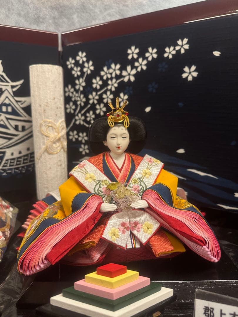 郡上本染 創作オリジナル 雛人形 親王飾り一式藍染・刺繍 高級雛人形 未使用